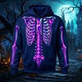 thumbnail image 2 of Men Women Neon 3D Full Skeleton Bones Print Hoodie, Drawstring Kangaroo Pocket Long Sleeve Pullover Sweatshirt Halloween Streetwear Casual Outerwear Tops(Navy1,XXXL), 2 of 4