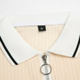 thumbnail image 3 of JXMVOJ Men's Summer Casual Color Block Zipper Collar Knit Top, Breathable, Soft Fabric, Short Sleeve, for Sports, Office, Travel, Outdoor Activities, 3 of 5