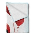 thumbnail image 2 of Valentines Soft Flannel Fleece Throw Blanket, Happy Birthday Balloons I Love You Lettering Funny Penguin Image, Cozy Plush for Indoor and Outdoor Use, 50" x 60", Red Black Baby Blue, by Ambesonne, 2 of 5