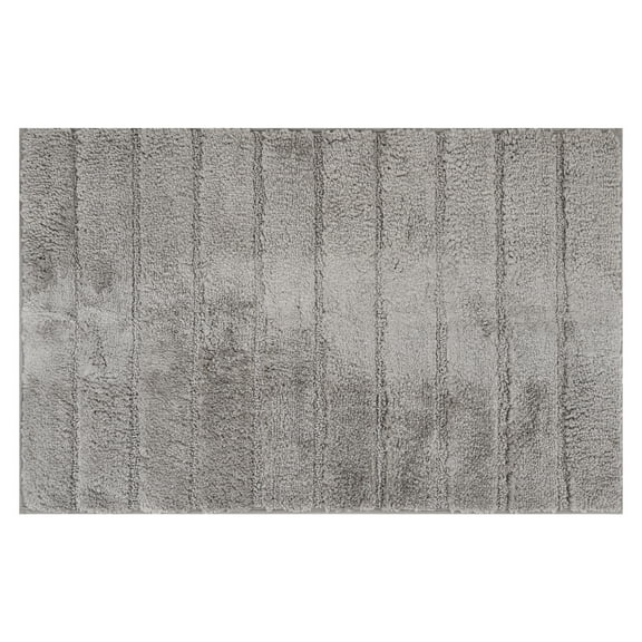 Unique Bargains Soft Stripe Bathroom Rug Rubber Backing Quick Dry Bath Rug Grey 20" x 32"