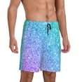 thumbnail image 6 of Mens Pajama Shorts, Blue Green Glitter Texture Sleep Shorts Men Pajama Bottoms Lounge PJ Shorts with Pockets, 6 of 6