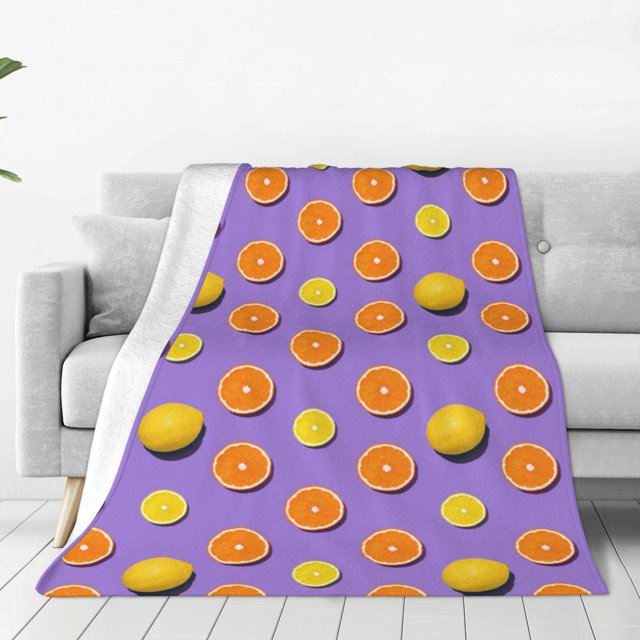 Balery Yellow Lemon And Orange Manta de Felpa Suave y Acogedora – Cobija de Franela Aterciopelada para Cama, Lavable y Cálida para Sofá, Mascotas, Transpirable-50"x40"