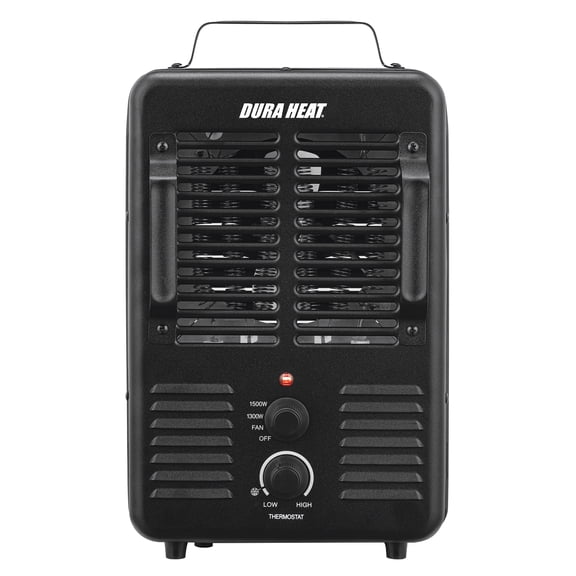 DURA HEAT 1,500-Watt-Max Portable Milkhouse-Style Heater and Fan, with Thermostat and Anti-Freeze Setting, Black, EUH343