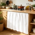 thumbnail image 2 of White Cabinet Curtains 35"W x 35"L, Dustproof Sink Skirt Curtain for Kitchen Bathroom, Modern Minimalist Pure Soild Color Adhesive Desk Skirt Privacy Short Curtains for Office Closet Vanity Shoe Rack, 2 of 8