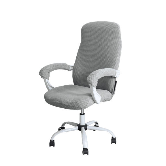 EVOLLER Office Chair Cover Water Repellent Jacquard Removable Stretch Universal Computer Chair Cover M With Chair Arm Cover 2P-Light Grey