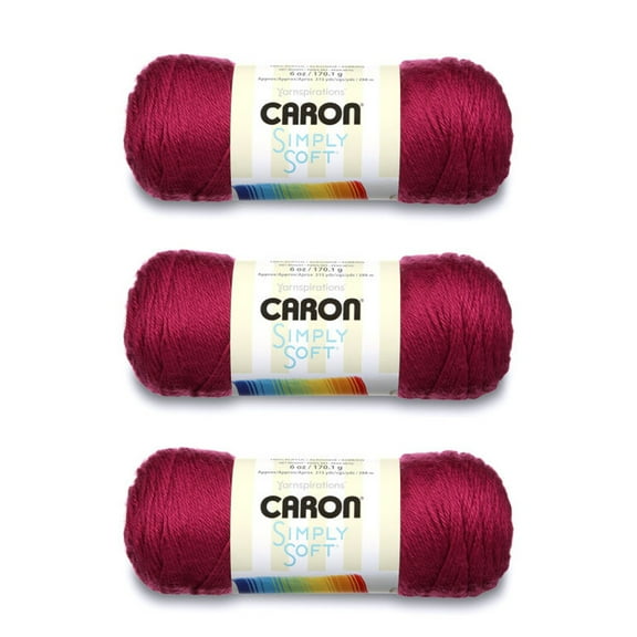 Caron Simply Soft Fuchsia Yarn - 3 Pack of 170g/6oz - Acrylic - 4 Medium (Worsted) - 315 Yards - Knitting/Crochet