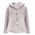 thumbnail image 6 of Lixiuxyad Fuzzy Hooded Jacket Women's Jacket Winter Warm Soft Hooded Coat Long Sleeve Button Front Loose Fit Casual Outerwear For Daily Wear Beige, 6 of 6