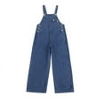 thumbnail image 2 of Rolanko Girls Overalls Denim Bib Distressed Jumpsuit Kids Blue Baggy Jean Pants 4-14 Years with Pockets, 2 of 5
