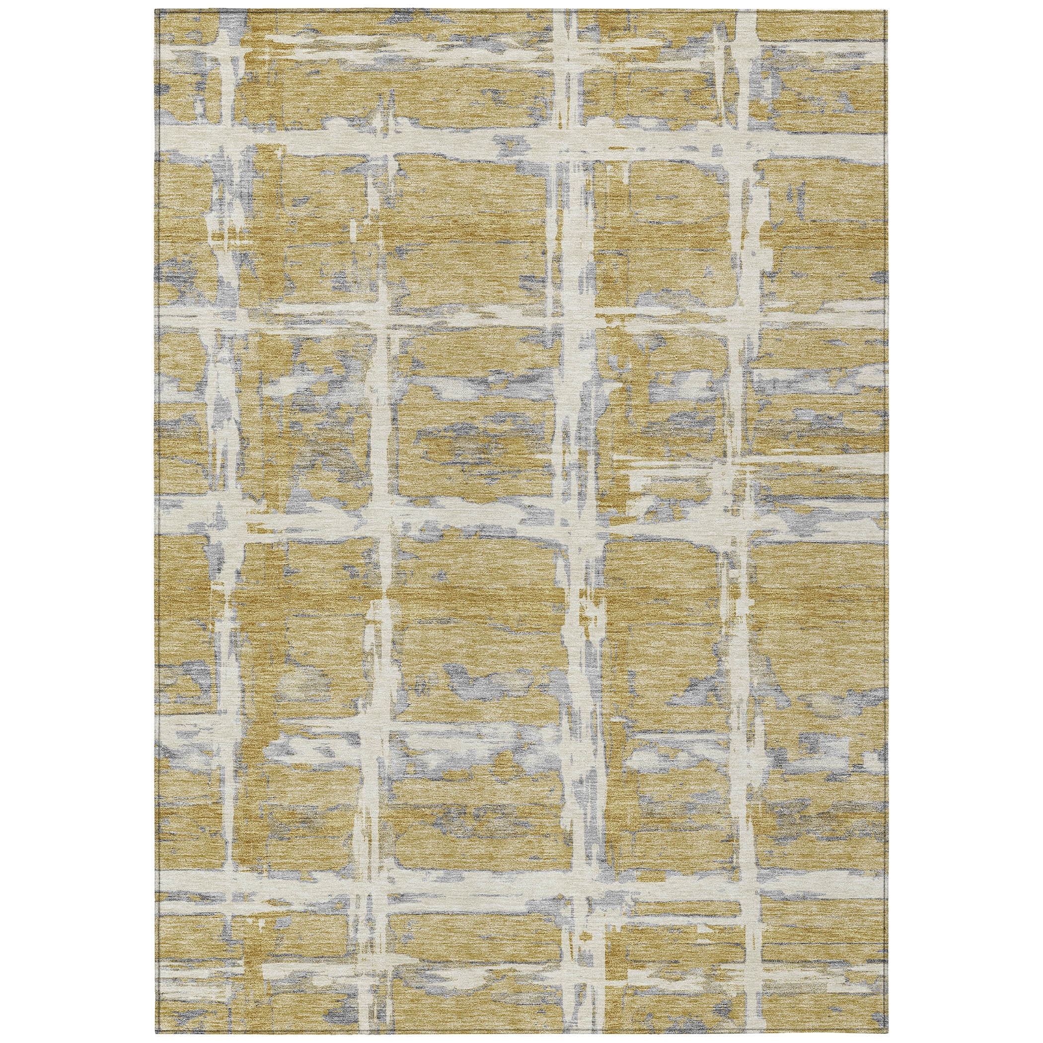 Addison Rugs Chantille Indoor/Outdoor Transitional Stripes Gold Washable Rectangle Rug, 8' x 10'