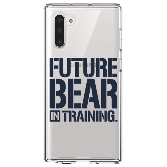 DistinctInk Clear Shockproof Hybrid Case for Samsung Galaxy Note 10 (6.3" Screen) - TPU Bumper Acrylic Back Tempered Glass Screen Protector - Future Bear in Training