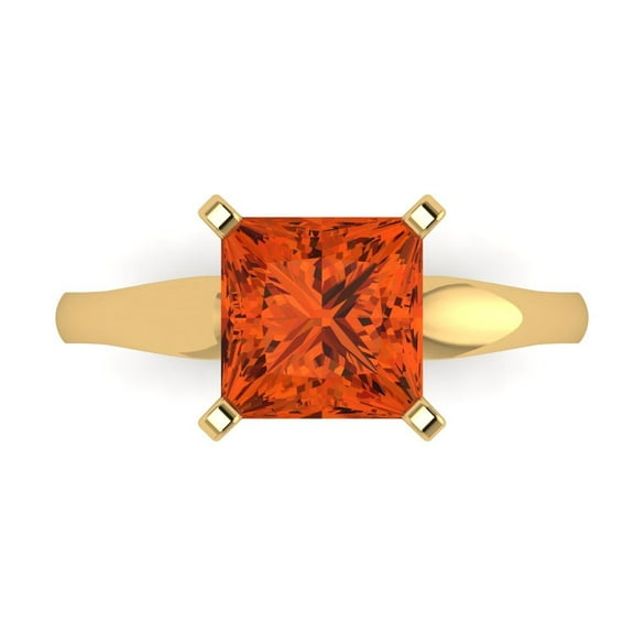 Solitaire Engagement Ring for Women - 2.5ct Simulated Red Diamond in 18K Yellow Gold Promise Ring