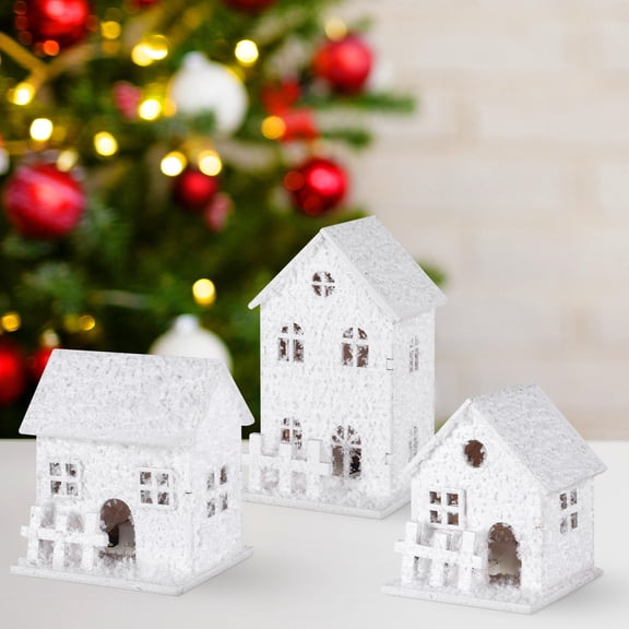 LOLIPPYY Set of 3 Farmhouse Mini Village House Ornaments for Living Room Decorative