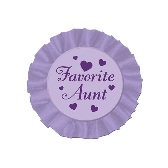 Party Central Club Pack of 12 Lavender and Purple Round ''Favorite Aunt'' Buttons Party Favors 3.5''