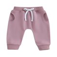 thumbnail image 1 of Baby Girls Pants Solid Color Elastic Waist Soft Toddler Trousers, 1 of 8