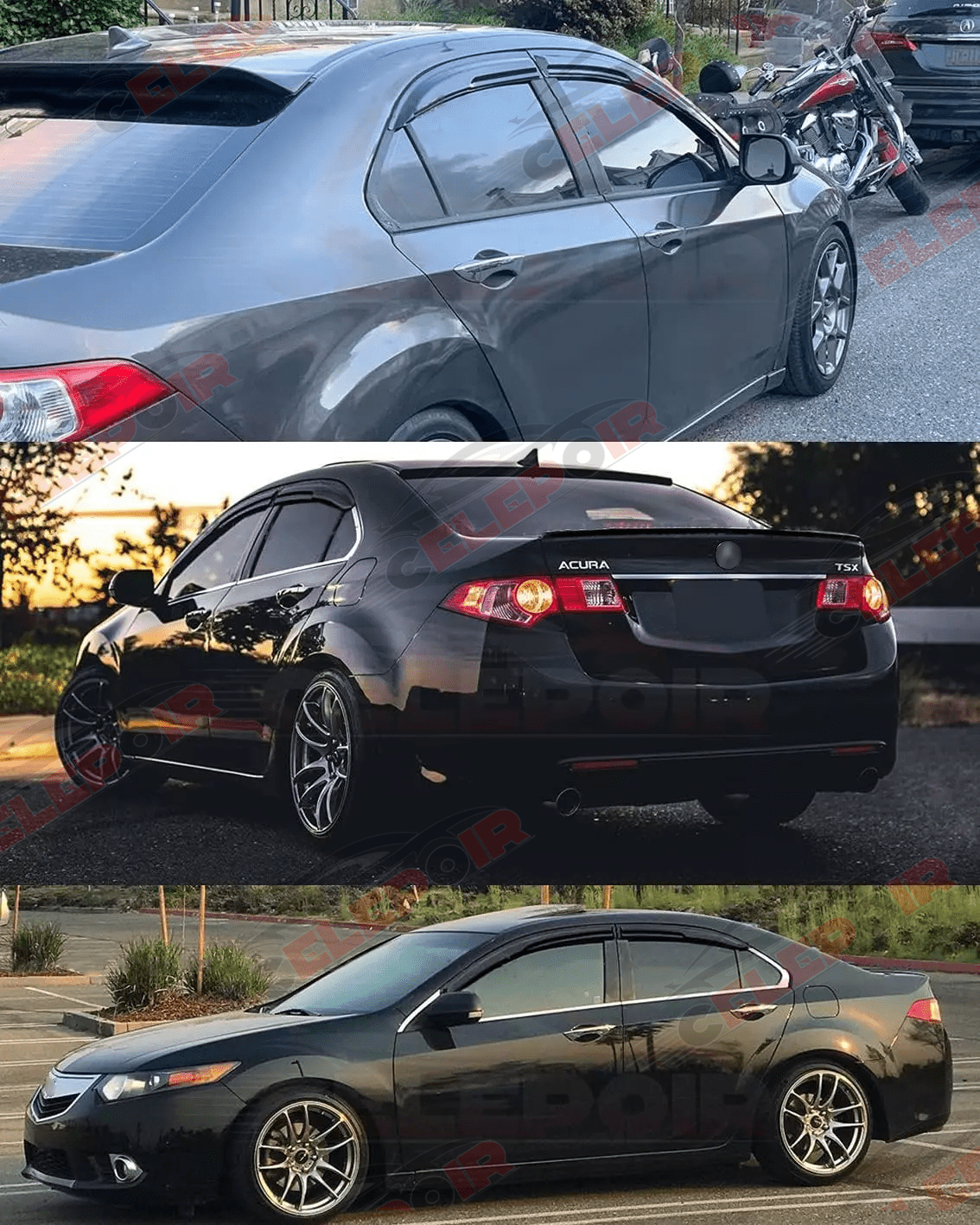 JDM Mugen Style Window Visors For 2009-2014 Acura TSX Sedan - 4pc Set, Gloss Black 11 thumbnail image