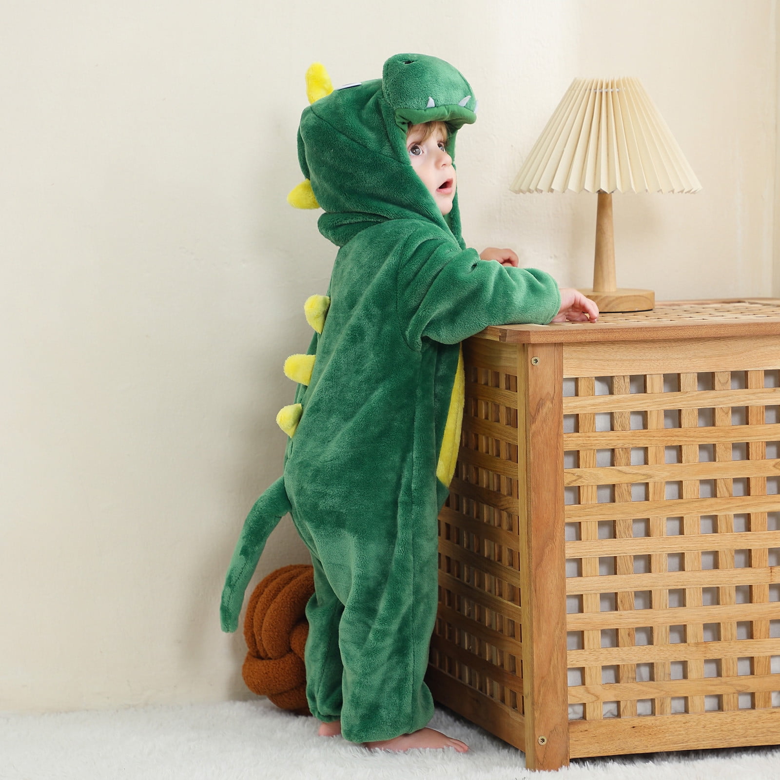 FFENYAN Adorable Dinosaur-Themed Baby Onesie Soft Flannel Long Sleeve Bodysuit for Infants and Toddlers Perfect for Everyday Wear and Special Occasions for 3 Months-3 Years