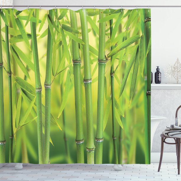 Bamboo Decor Shower Curtain Set, Close Up Of Bamboo Sprouts Stems