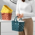 thumbnail image 3 of Sundries Snacks Basket With Handle Easy To Carry And Clean For College Dorm Bathroom Kitchen  Dark Blue, 3 of 7