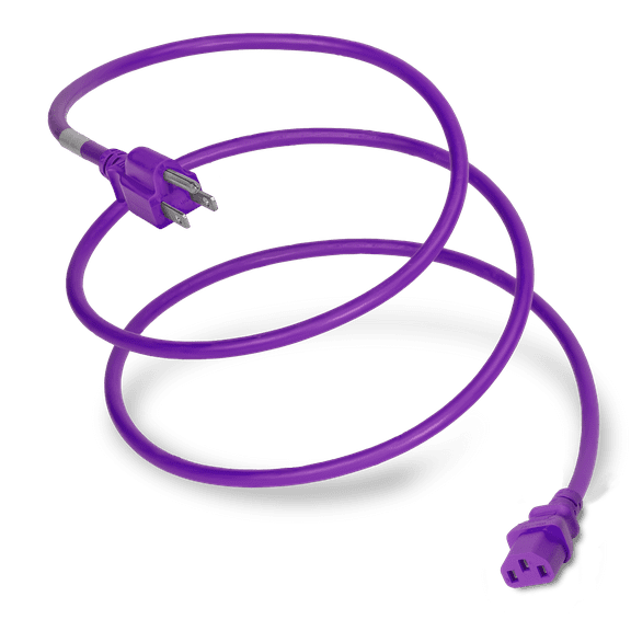 World Cord Sets 7 Foot NEMA 5-15P to IEC320 C13 Standard Duty Universal TV/ Computer/Electronics Cord 15 Amp Power Cable (Purple)
