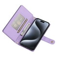 thumbnail image 4 of Allytechgroup Wallet Case for Apple iPhone 16 Pro Max, 9 Cards Holder + Zipper Pocket + Hand Wrist Shockproof Stand Flip Cover RFID Blocking Phone Case for Women Men, Purple, 4 of 7
