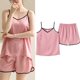 thumbnail image 5 of Karight Sleepwear for Womens Straps Tank Top Shorts 2 Piece Pajamas Lace Faux Silk Nightgowns Plain Match Thin Pjs Sets, 5 of 5