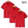 thumbnail image 2 of Khunlpohl 3Pack Set Kids’Cotton Collared Short Sleeve Button down Shirt Solid Color School Uniform Sports Tops, 2 of 4