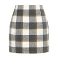 thumbnail image 2 of FASHOFT Christmas Plaid Skirts for Women Mini Skirt Fall Winter Elegant High Waisted Pencil Skirt Vintage Bodycon Wool Short Skirt Light Gray M, 2 of 5