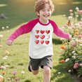 thumbnail image 5 of Girls Long Sleeve Valentine's Day Shirt Heart Print Raglan Tee Stretchy Pink Top for Kids,Size 4 T, 5 of 9