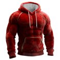 thumbnail image 5 of Men's Muscle Graphic Print Hoodie, Casual Long Sleeve Pullover Sweatshirt, Humorous Design Streetwear for Christmas, Gym, Party, and Casual Fun Outings,Red,L, 5 of 6
