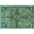 thumbnail image 1 of Ahgly Company Machine Washable Indoor Rectangle Persian Turquoise Blue Traditional Area Rugs, 7' x 9', 1 of 4