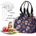 thumbnail image 4 of Skull and Rose Gothic Pattern Drawstring Insulated Lunch Bag for Women, Stain-Resistant Large Lunch Tote with Multi-Pockets for Work Office, 4 of 6