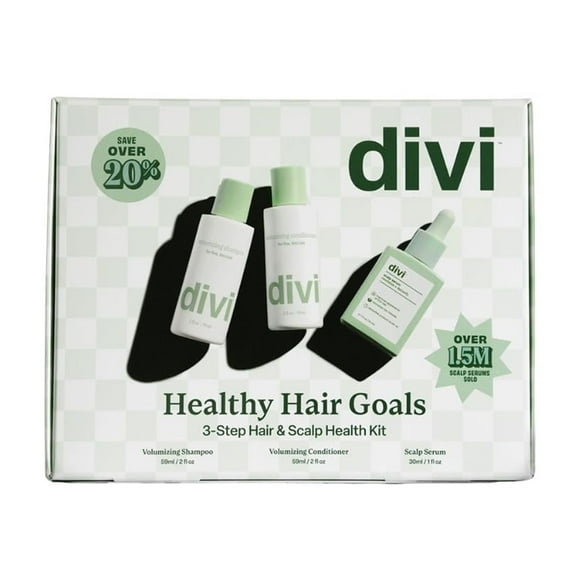 Divi Healthy Hair Goals Bundle - 30ml Hair Serum, 2 Fl Oz Volumizing Shampoo, & 2 Fl Oz Volumizing Conditioner