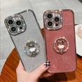 thumbnail image 2 of Cute Compatible with iPhone 14 Pro Max 6.7 inch Case,Shining Diamond Case with Bear Kickstand Holder for Girls Women,Soft Glitter Shockproof TPU Bumper with Camera Lens Protection(Pink), 2 of 11