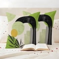 thumbnail image 3 of Boho Middle Century Outdoor Waterproof Pillow Covers, Abstract Green Geometric Leaves Decorative Square Throw Pillowcase Sofa Cushion Sham for Patio/Couch/Chair, 24"x24" 2 Pack, 3 of 8