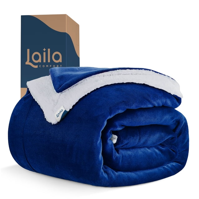 Cobija Cobertor Aborregado Matrimonial Laila Comfort Ultra Suave 100% Microfibra de Poliéster Azul Rey