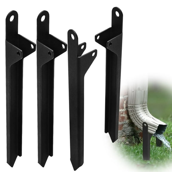 VANROUG 2Pcs Rainwater Downspout Bracket, Size-Adjustable Storm-Gutter Downspout Holder, Stable Support, for Lawns, Yards, and Industrial Settings(Black)