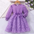 thumbnail image 4 of Miluxas Girls Tutu Dresses Long Sleeve Dress for Little Girls Flower Ruffle Winter for Princess Holiday Party Purple 7-8 Years, 4 of 9