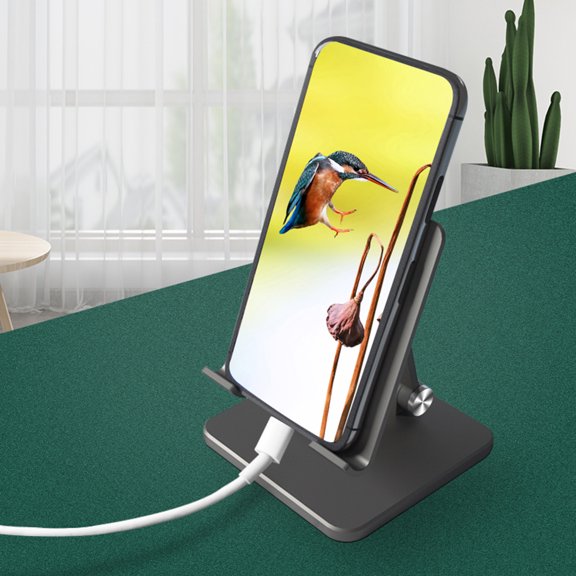 Gecau Foldable Phone & Tablet Stand Adjust-able Aluminum Portable Stand For Desk Foldable Dock Heavy Duty Metal Base Well-Made Gray 5.2x4 Inch Home Tools