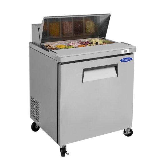 3-4 chefs to work ,72 IN Commercial Refrigerators Sandwich&Salad Prep Table with a Butcher Block Cutting Board, Protection Lid, Cold Storage, ETL Certified(LTL carry)