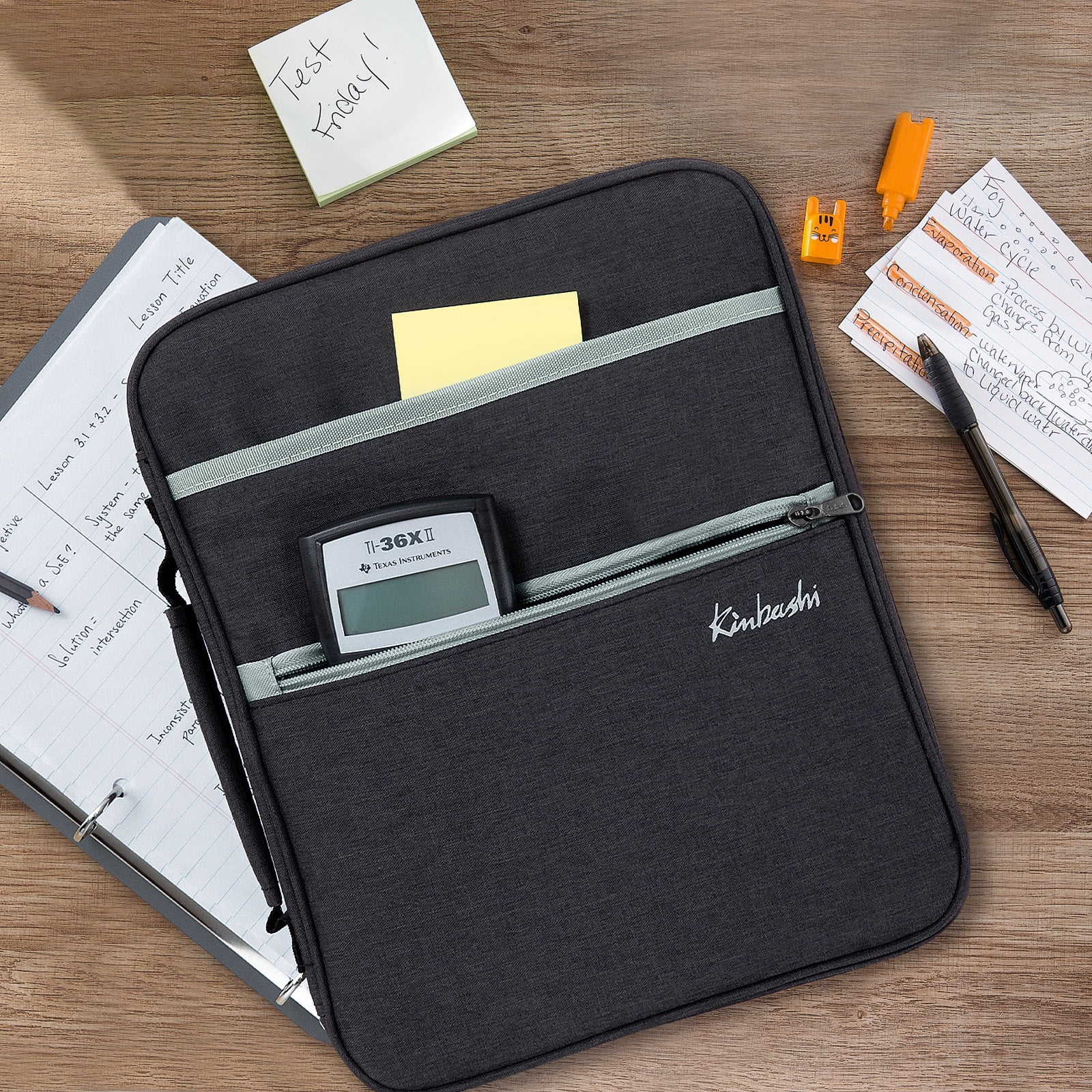 Kinbashi Zipper Binder, 1 Inch 3 Rings Binder with Internal Pockets and Dividers, 375 Sheet Capacity