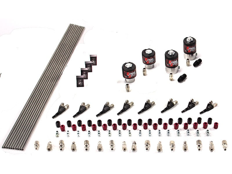 Nitrous Outlet 8 Cylinder 4 Solenoid Solenoids Forward Racers Plumbers kit with 90° Nozzle's