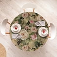 thumbnail image 4 of Ambesonne Flowers Print Fitted Round Tablecloth, Countryside Roses Art, 56"- 60" Diameter, Pale Rose Laurel Green, 4 of 5