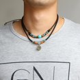 thumbnail image 3 of 1 Uds Collier Femme Bohme Pendentif Plume Vintage Fait Main Boucles D'oreilles Cuir Turquoise Collier Perles Collier Bohme Bijoux Tribal Cadeau, 3 of 5