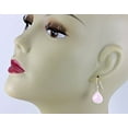 thumbnail image 2 of Sterling Silver Opal Earrings Pink Large Faceted Briolettes Heart Teardrops Simple Dangles Designed for Adult Women, 2 of 4
