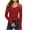 Wine, variant on Womens Summer Plus Size Tops Solid Colort V-Neck Off The Shoulder Long Sleeve Casual Pullover Shirts Casual Blouses Wine XL