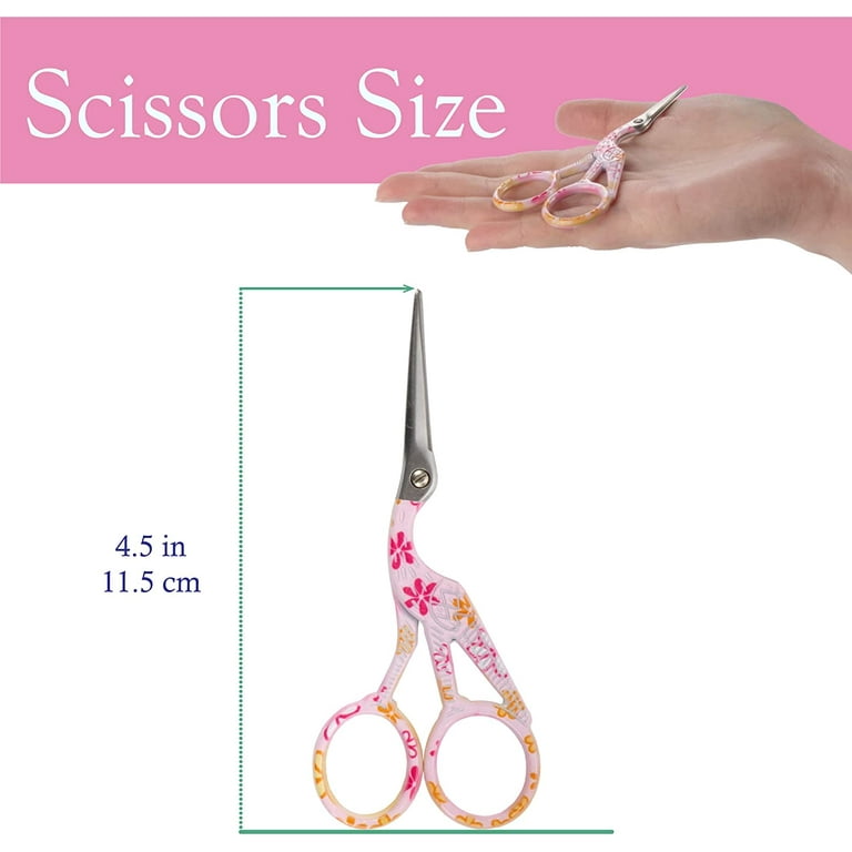 Stork Scissors Pink Embroidery Scissors, Sewing Scissors, Small Scissors  Crane Scissors 