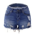 thumbnail image 2 of Women's Denim Shorts Summer Frayed Raw Hem Distressed High Waisted Jean Shorts Ripped Comfy Stretchy Hot Shorts, 2 of 6