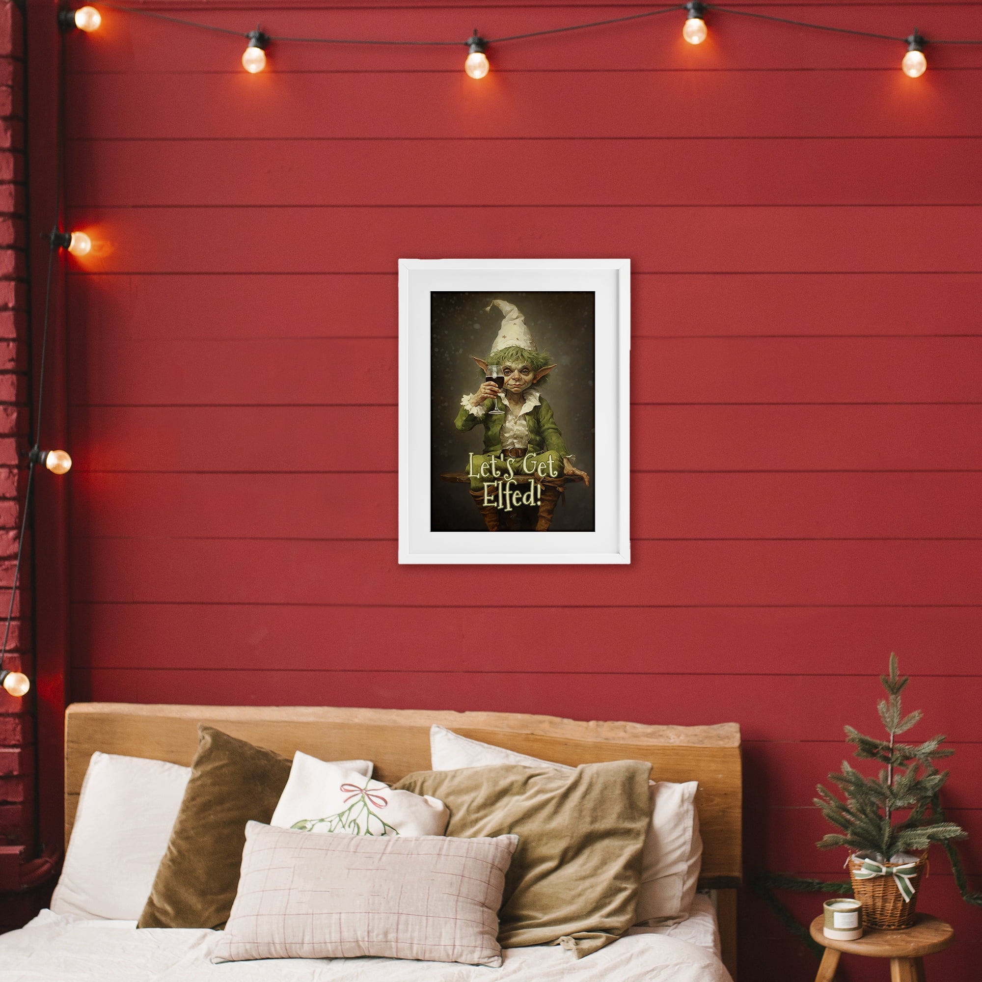 Stupell Industries Let's Get Elfed White Framed Print Under Glass, design by Tina LeCour