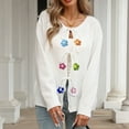 thumbnail image 5 of GUZOM Sweaters Womens White Crochet Flower Cardigan - Tie Front Soft Acrylic, Loose Fit with Side Pockets, Ribbed Trims, Spring Autumn Retro Bohemian Casual Wear,Size M, 5 of 7