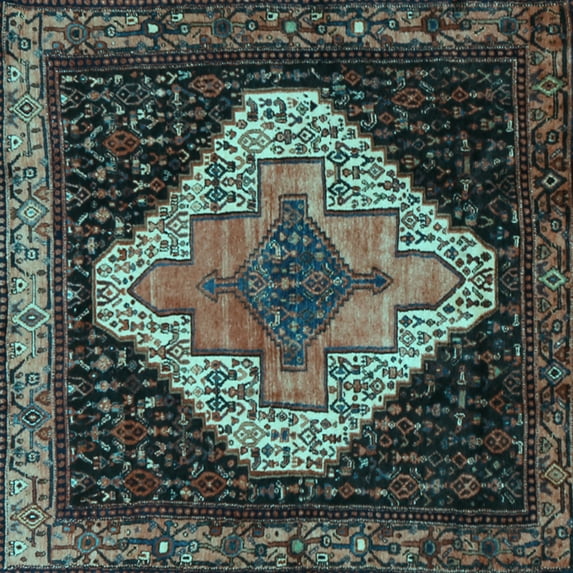 Ahgly Company Indoor Square Persian Light Blue Traditional Area Rugs, 5' Square